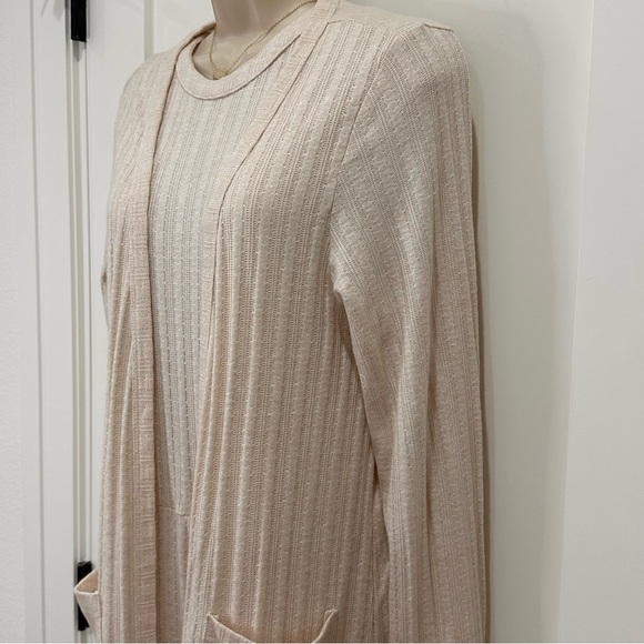 World Market Pointelle Knit Jumpsuit Cardigan Set Ivory Large XL Boho Lagenlook - Picture 8 of 16